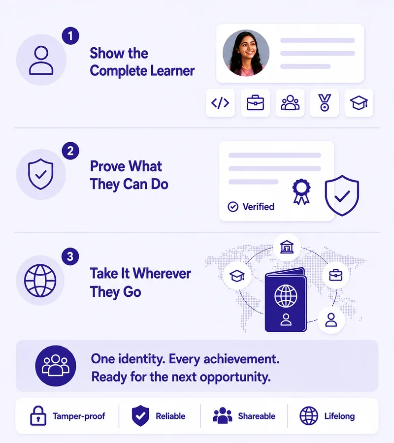 Skill Passport showing verified achievements and shareable profile