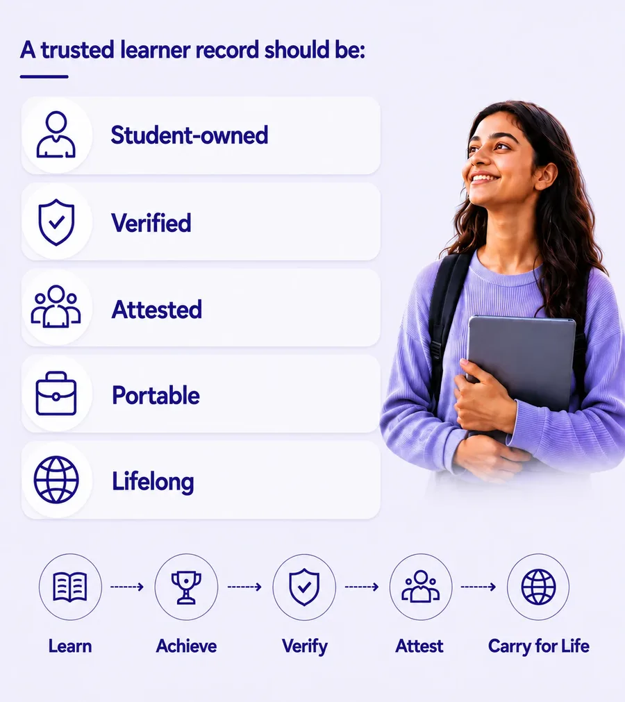 Trusted learner record principles: student-owned, verified, attested, portable, and lifelong